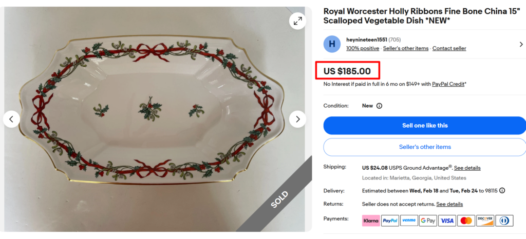 Holly Ribbons scalloped vegetable dish