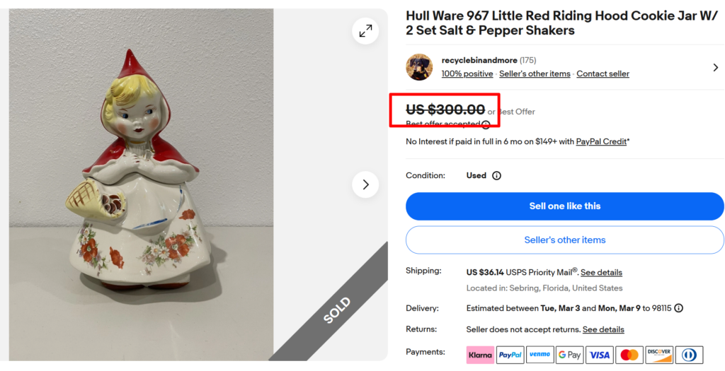 Hull Little Red Riding Hood Cookie Jar