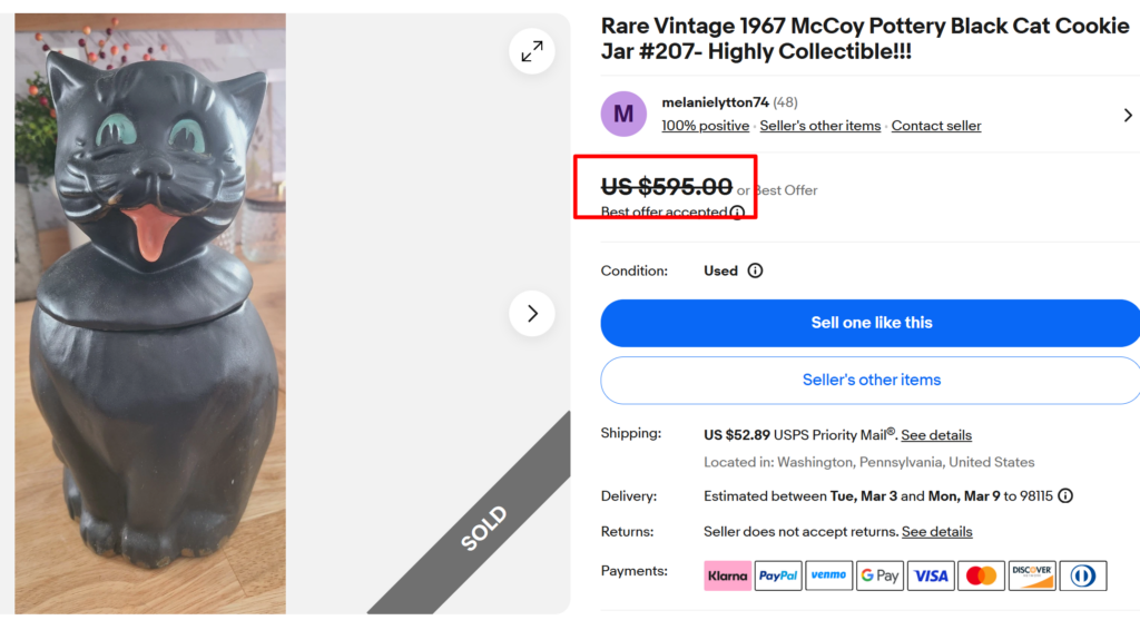 McCoy Pottery Black Cat Cookie Jar