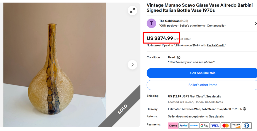 Murano Scavo Glass Vase