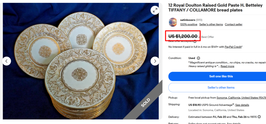 Royal Doulton Raised Gold Paste Bread Plates