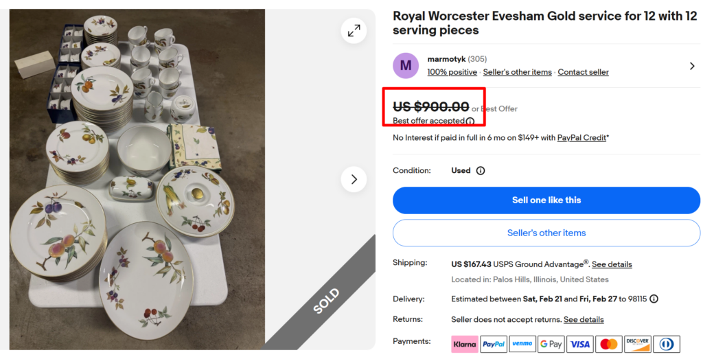 Royal Worcester Evesham Gold