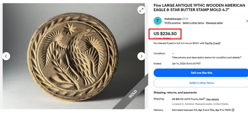 American Eagle Wooden Butter Mold