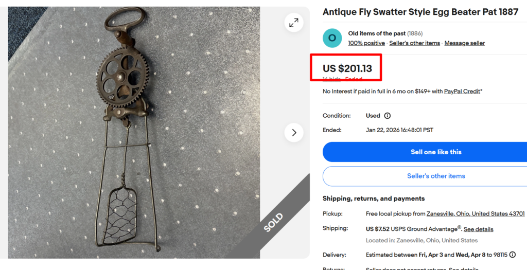 Antique Fly Swatter Style Egg Beater