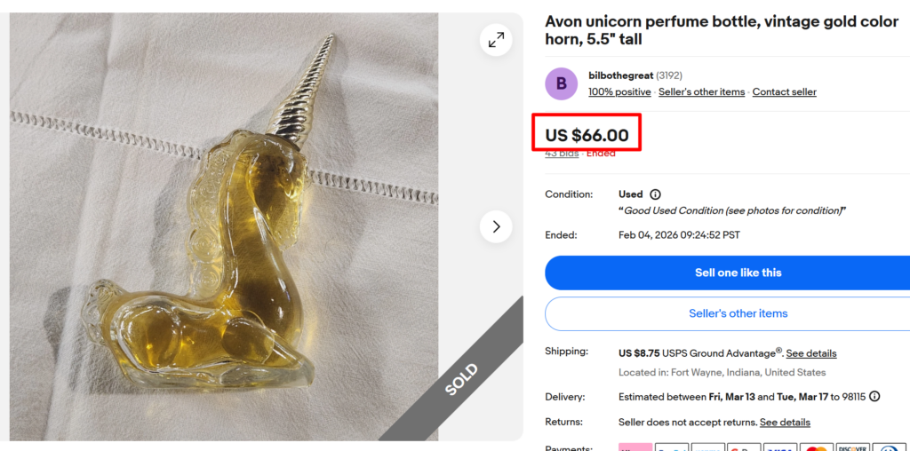 Avon Bird of Paradise Unicorn Bottle