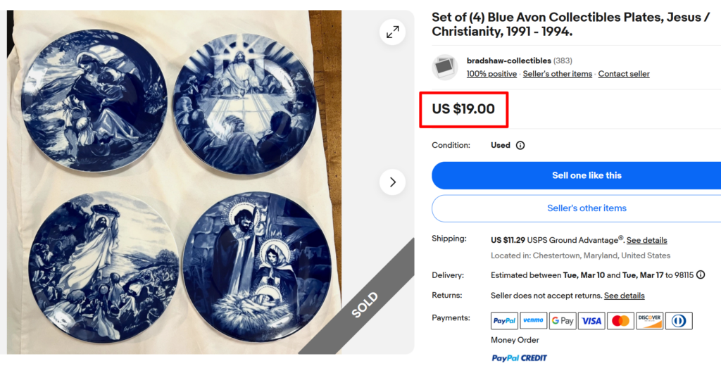 Avon Blue Nativity Plates Set
