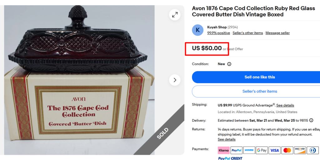 Avon Cape Cod Covered Butter Dish