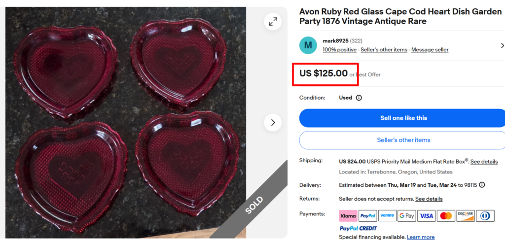 Avon Cape Cod Heart Dish