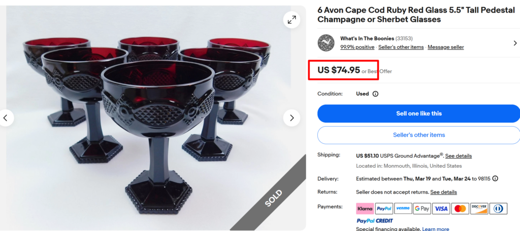 Avon Cape Cod Pedestal Champagne Glasses
