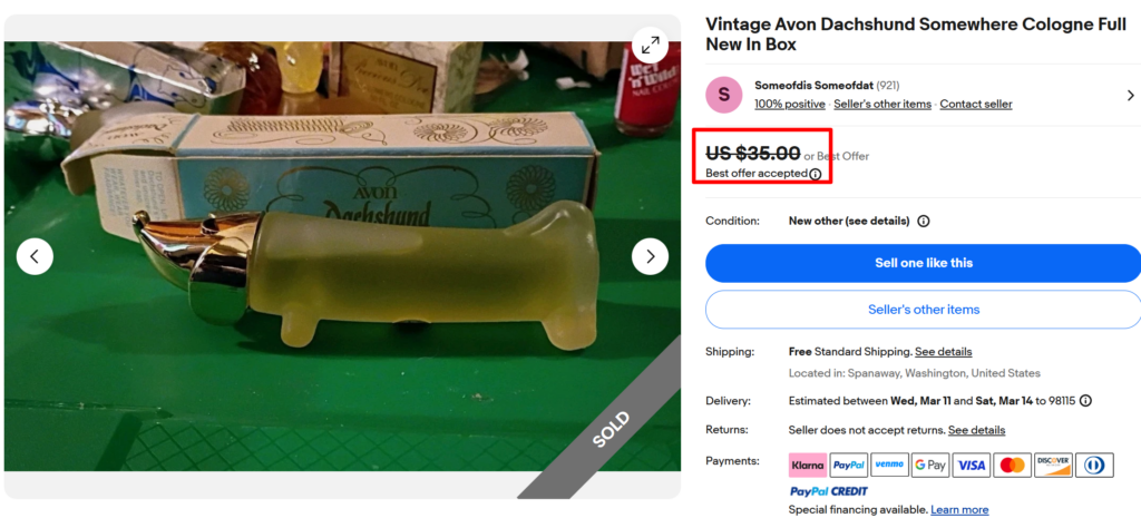 Avon Duchshund Somewhere Cologne Bottle