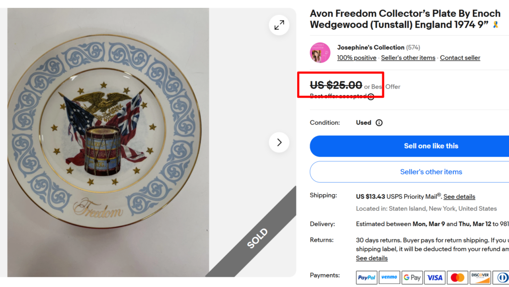 Avon Freedom Collector's Plate by Wedgwood