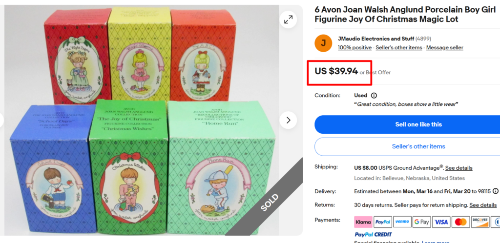 Avon Joan Walsh Anglund Christmas figurines