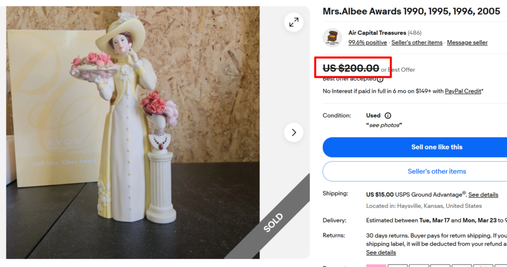 Avon Mrs. Albee Awards Figurines