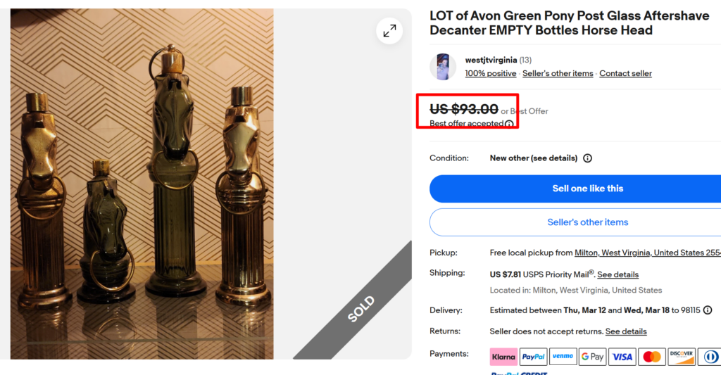 Avon Pony Wild Country Horse Decanter Bottles