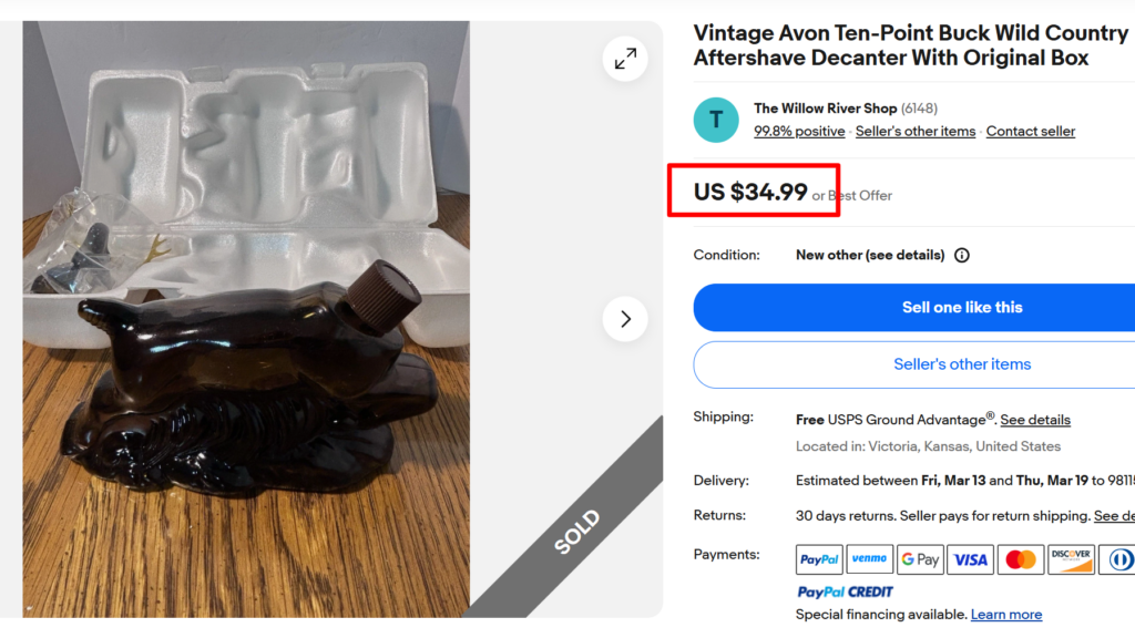 Avon Ten-Point Buck Wild Country Bottle