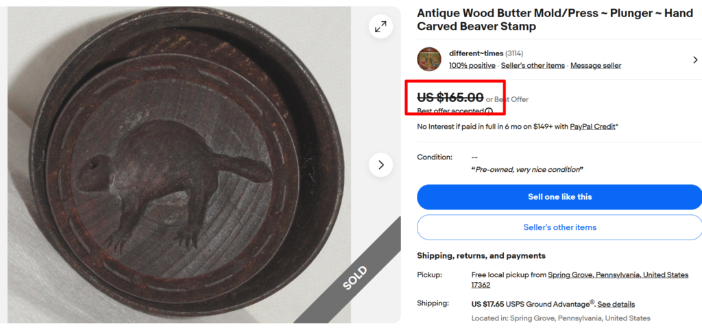 Beaver Plunger Butter Mold