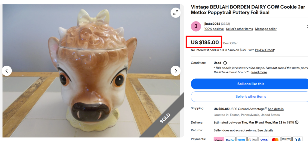 Beulah Borden Dairy Cow Cookie Jar