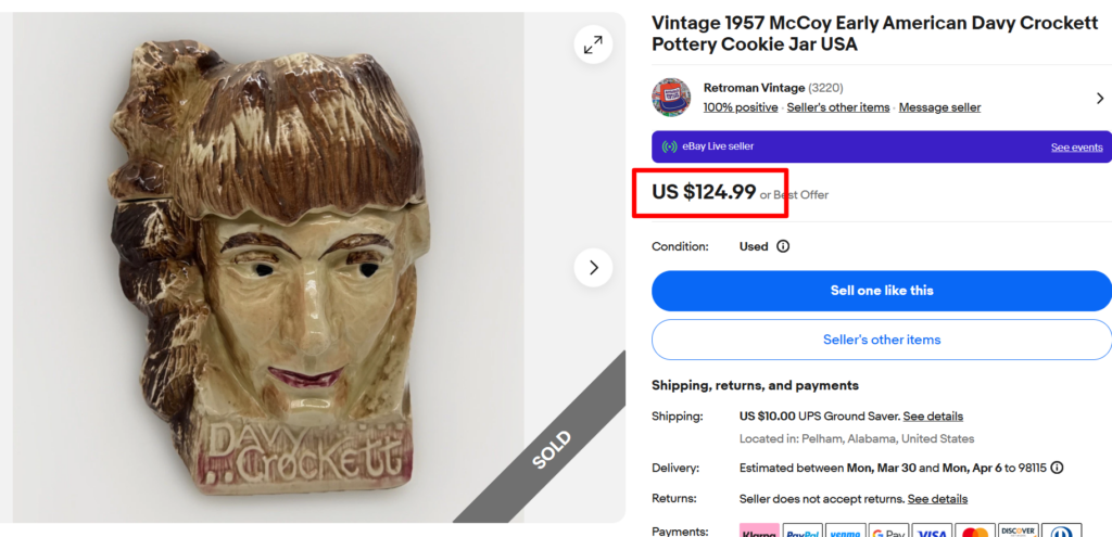 Brush McCoy Davy Crockett Cookie Jar