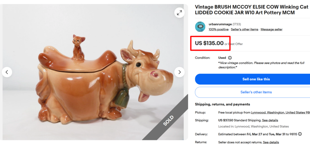 Brush McCoy Elsie Cow Cookie Jar