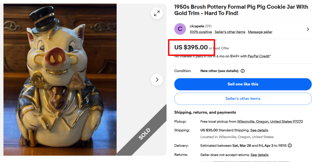 Brush Pottery Formal Pig W7 Cookie Jar