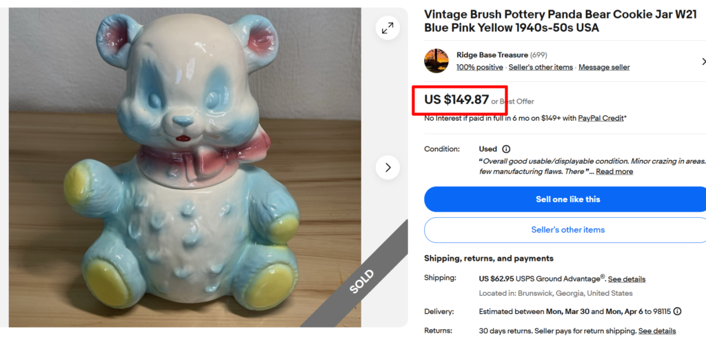 Brush Pottery Panda W14 Cookie Jar