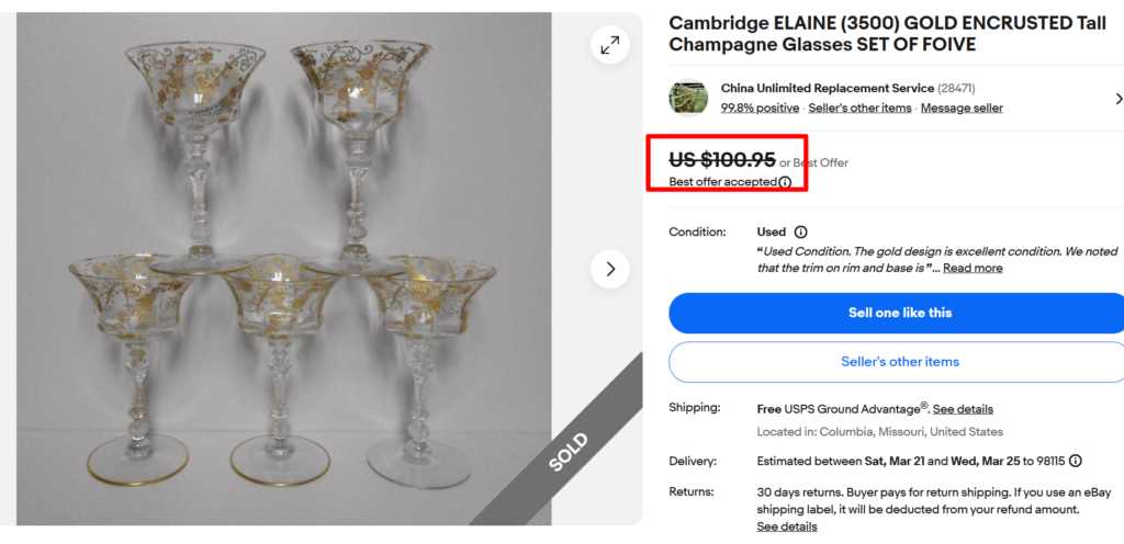 Cambridge Elaine Gold Encrusted Glasses