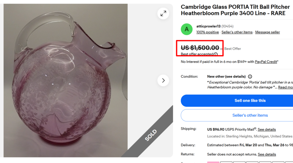 Cambridge Portia Heatherbloom Purple Tilt Pitcher