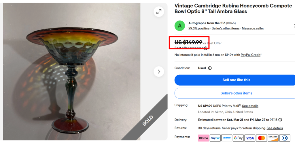 Cambridge Rubina Honeycomb Compote Bowl