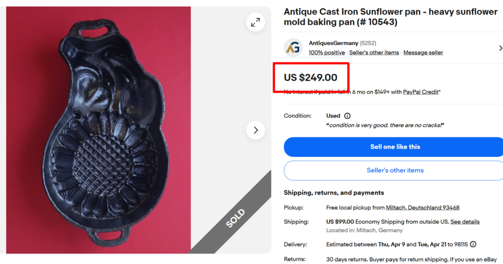 Cast Iron Sun Flower Baking Mold Pan