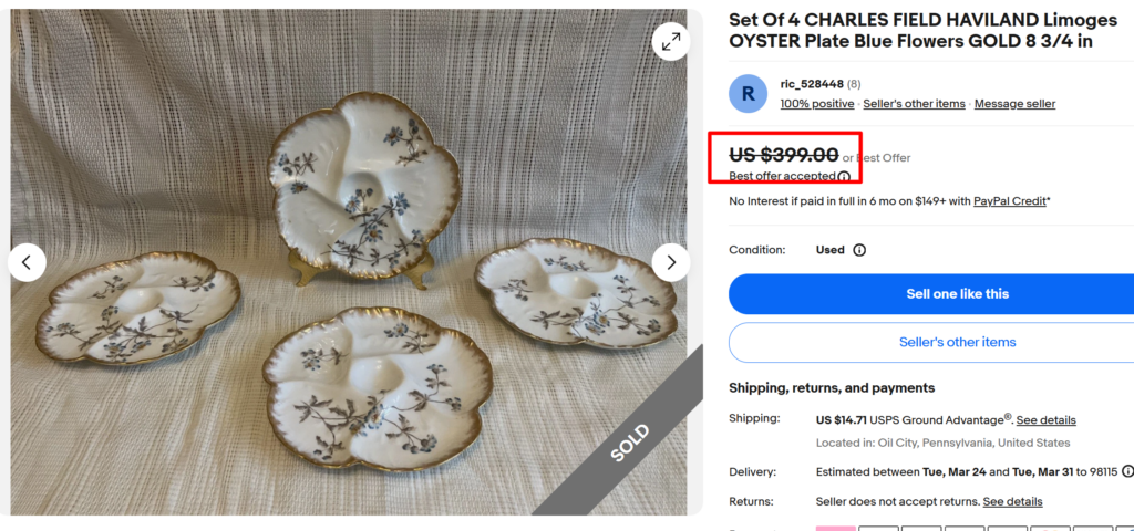 Charles Field Haviland Blue Flower Oyster Plate