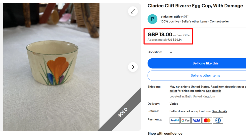 Clarice Cliff Bizarre Egg Cup