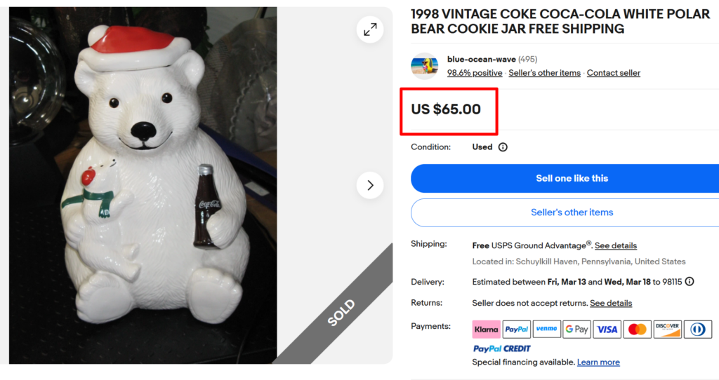 Coca Cola Polar Bear Cookie Jar