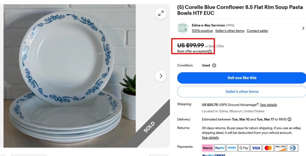Corelle Blue Cornflower Soup Pasta Bowls