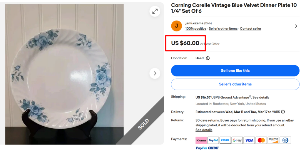 Corelle Blue Velvet Dinner Plates
