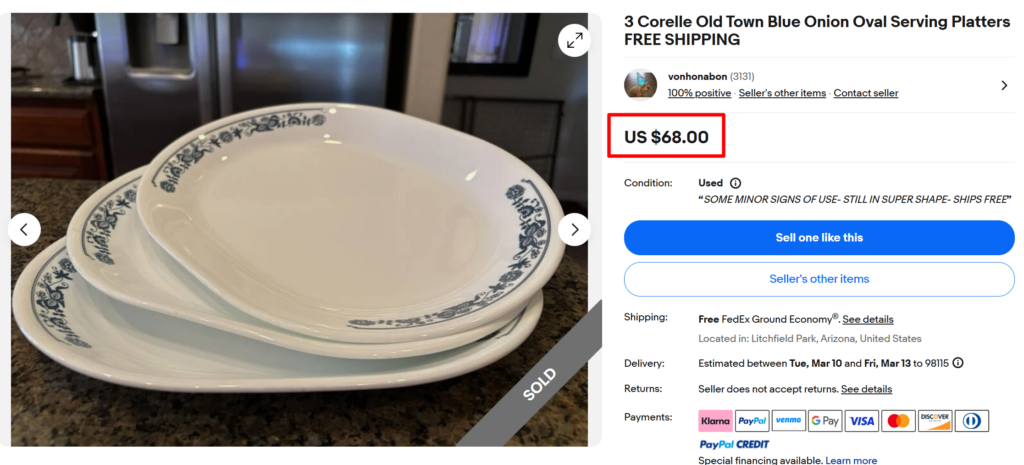 Corelle Old Town Blue Platters