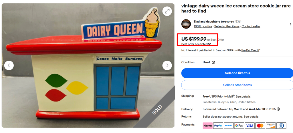 Dairy Queen Advertising Cookie Jar