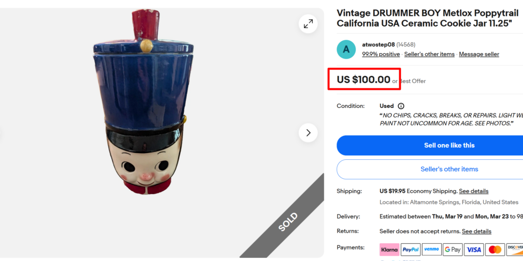 Drummer Boy Poppytrail Cookie Jar