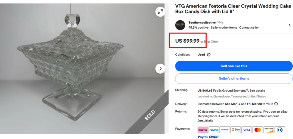 Fostoria American Lidded Pedestal