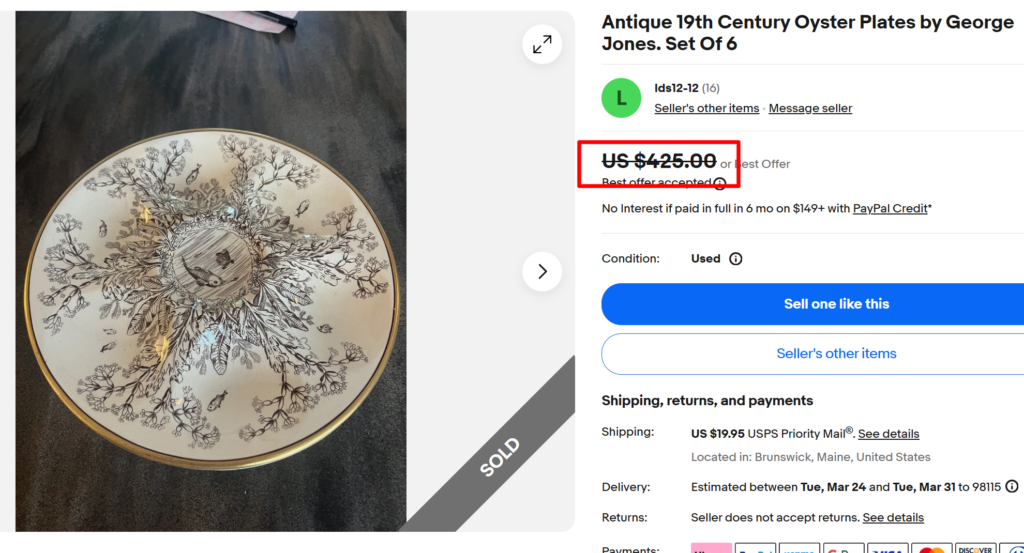 George Jones & Co Oyster Plate