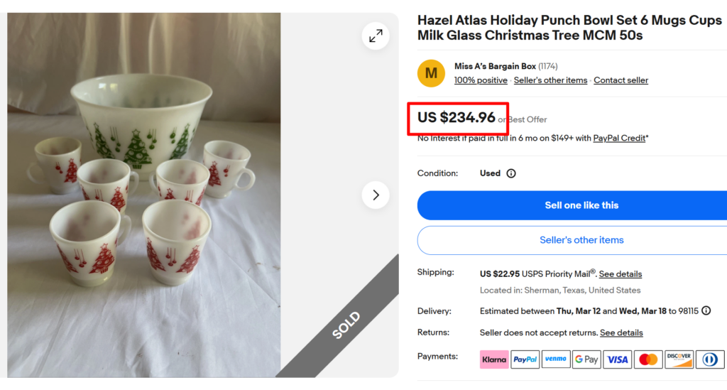 Hazel Atlas Holiday Punch Bowl Set