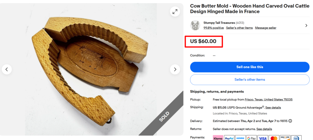 Hinged Wooden Cow Butter Mold