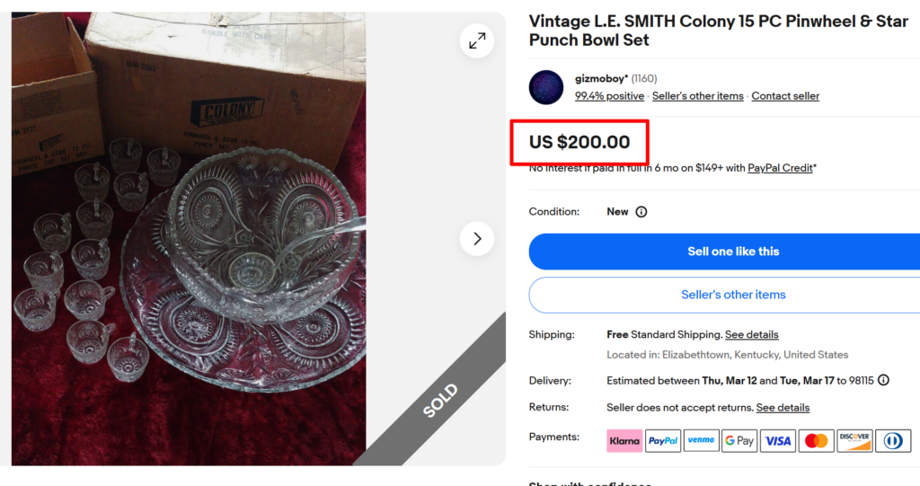 LE Smith Colony Pinwheel & Star Punch Bowl Set