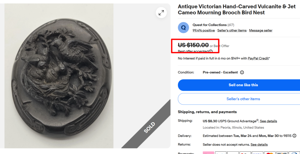 Late Victorian Vulcanite Brooches