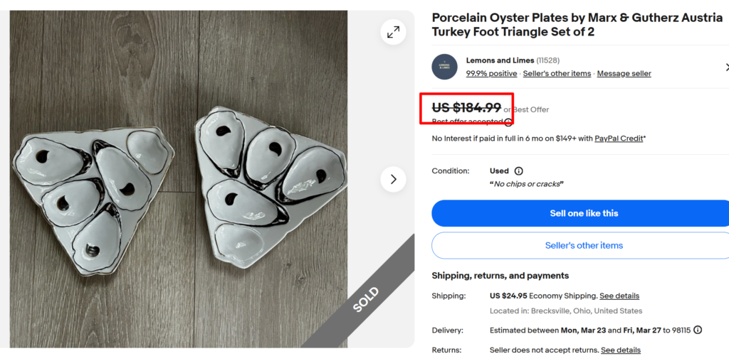 Marx & Gutherz Triangle Oyster Plates