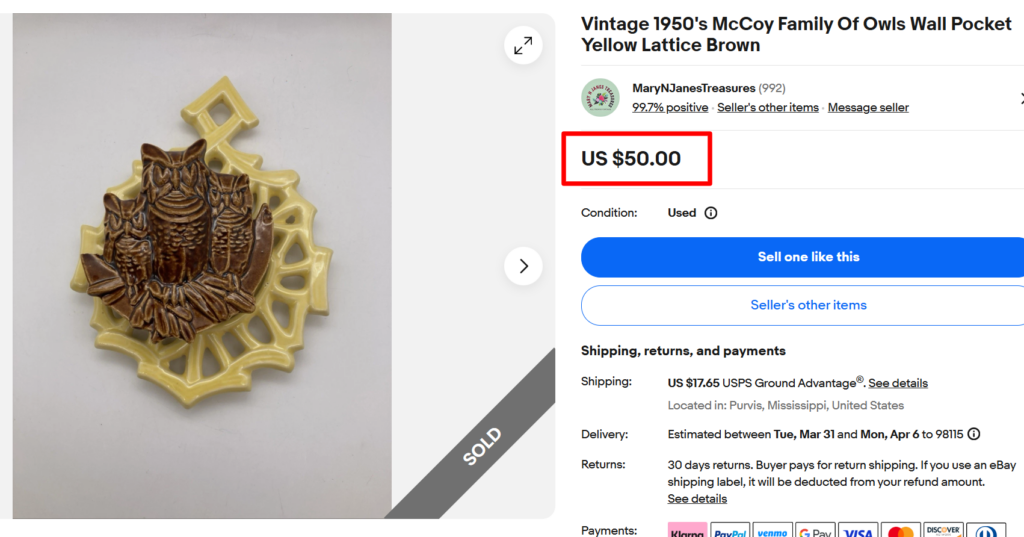 McCoy Owl Family Wall Pocket