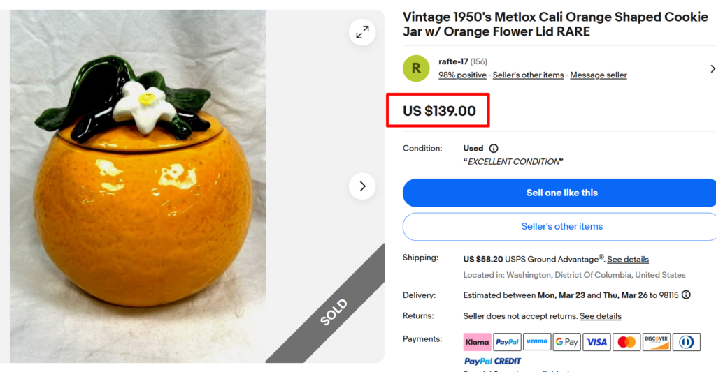 Metlox Cali Orange Cookie Jar