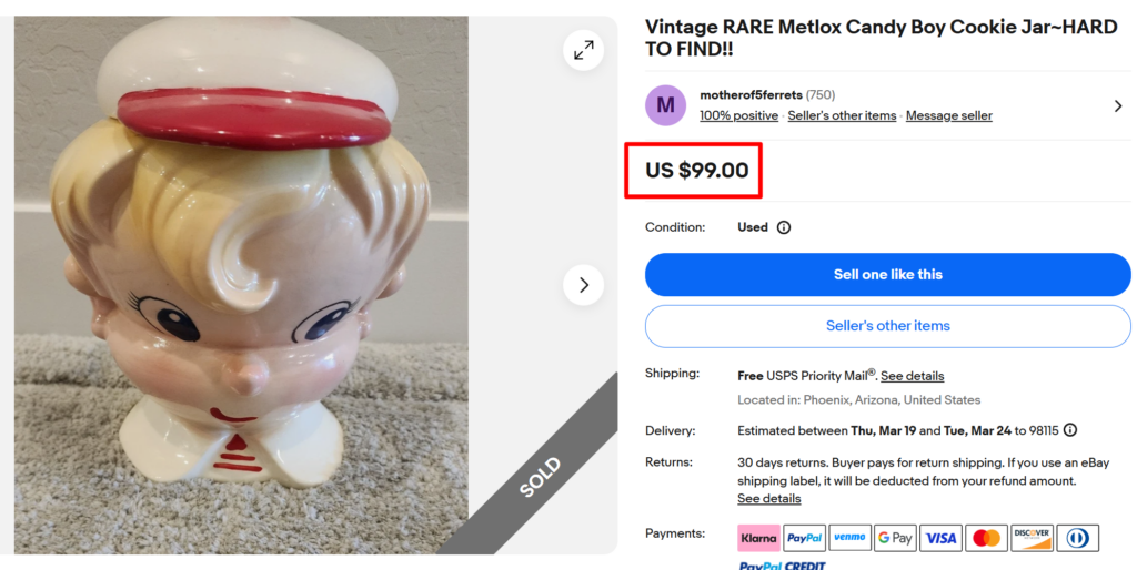 Metlox Candy Boy Club Scout Cookie Jar