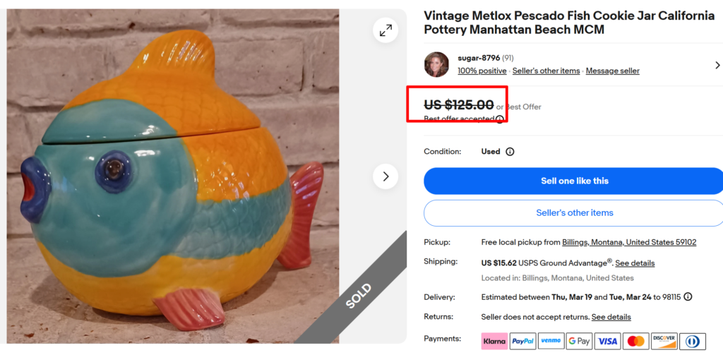 Metlox Pescado Cookie Jar
