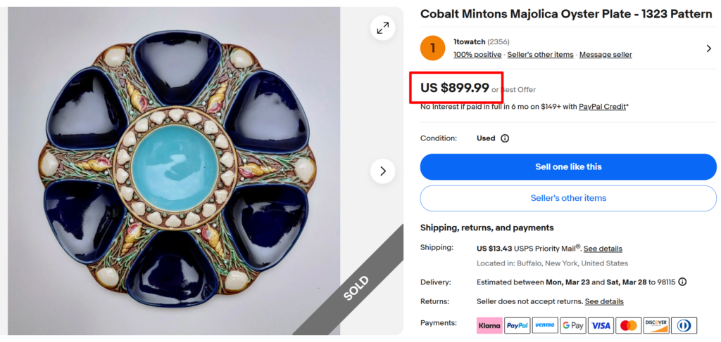 Minton Cobalt Majolica Oyster Plates