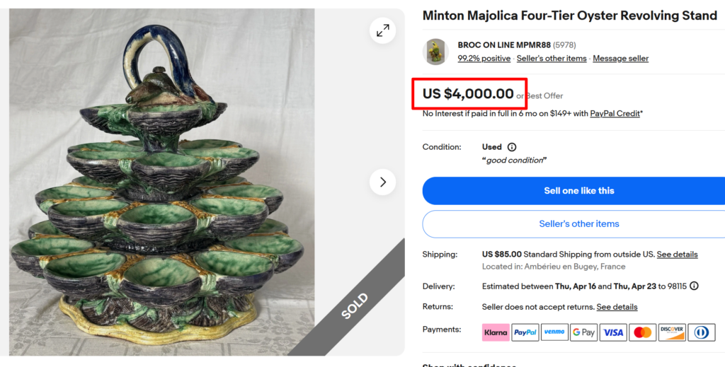 Minton Majolica Four-tier Oyster Stand